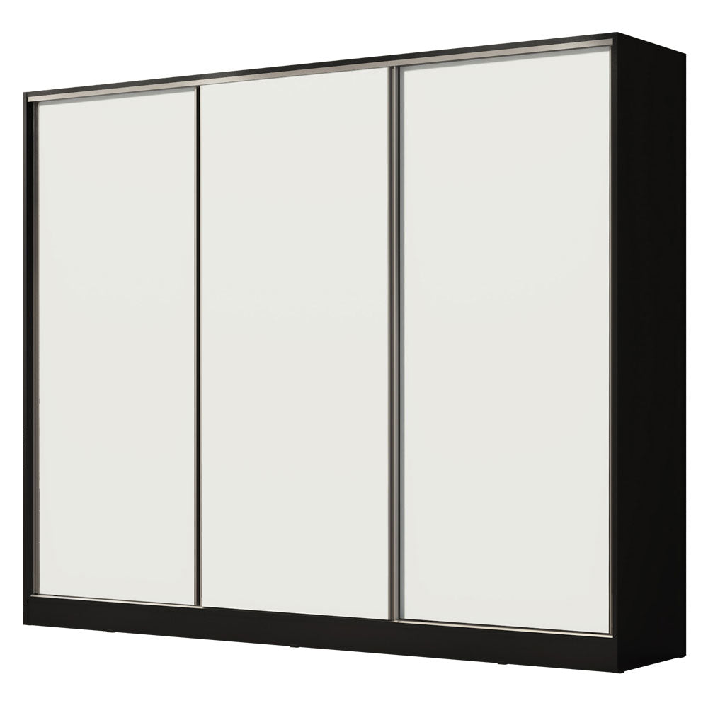Placard Matrimonial 100% MDF Royale 3 Puertas Corredizas Negro/Blanco
