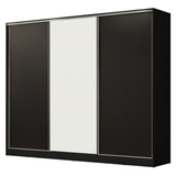 Placard Matrimonial 100% MDF Royale 3 Puertas Corredizas Negro/Negro/Blanco