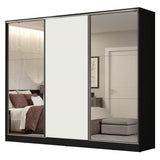 Placard Matrimonial 100% MDF Royale 3 Puertas Corredizas con Espejos Negro/Blanco