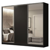 Placard Matrimonial 100% MDF Royale 3 Puertas Corredizas con Espejos Negro