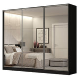 Placard Matrimonial 100% MDF Royale 3 Puertas Corredizas de Espejo Negro