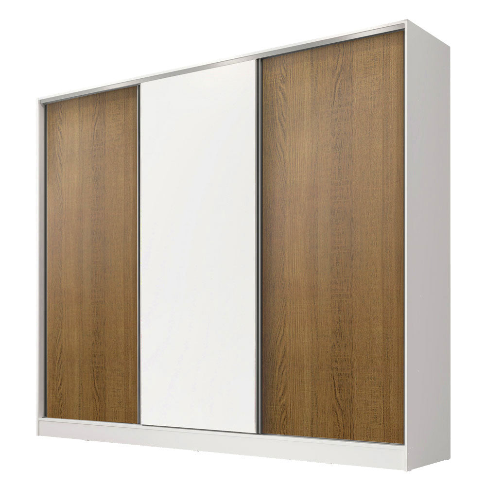 Placard Matrimonial 100% MDF Royale 3 Puertas Corredizas Blanco/Marrón/Blanco