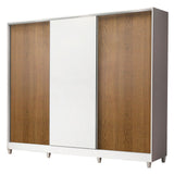 Placard Matrimonial 100% MDF Royale 3 Puertas Corredizas con Patas Blanco/Marrón/Blanco