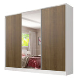 Placard Matrimonial 100% MDF Royale 3 Puertas Corredizas con Espejo Blanco/Marrón