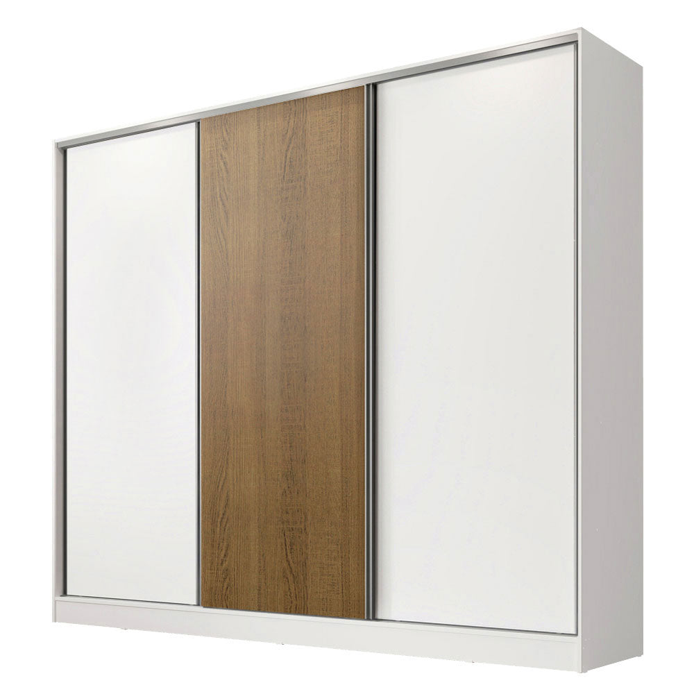 Placard Matrimonial 100% MDF Royale 3 Puertas Corredizas Blanco/Blanco/Marrón