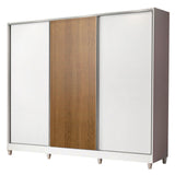 Placard Matrimonial 100% MDF Royale 3 Puertas Corredizas con Patas Blanco/Blanco/Marrón