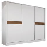 Placard Matrimonial Malta 231 cm 3 Puertas Corredizas 4 Cajones con Patas 100% MDF Blanco Madesa