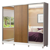 Placard Matrimonial 100% MDF Royale 3 Puertas Corredizas con Espejos con Patas Blanco/Marrón