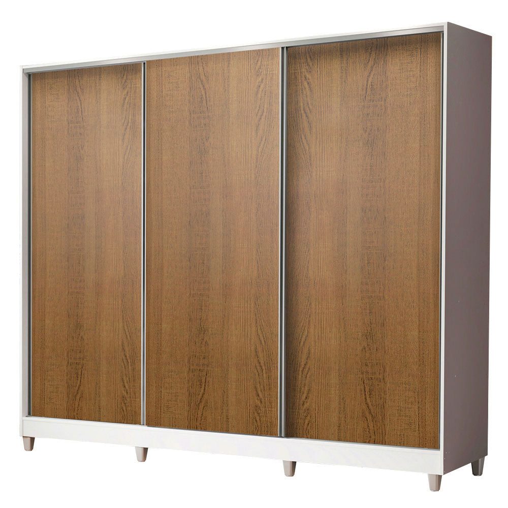 Placard Matrimonial 100% MDF Royale 3 Puertas Corredizas con Patas Blanco/Marrón