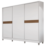 Placard Matrimonial Malta 231 cm 3 Puertas Corredizas 4 Cajones con Patas 100% MDF Blanco Madesa