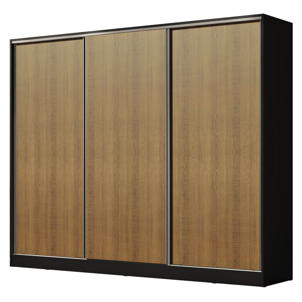 Placard Matrimonial 100% MDF Royale 3 Puertas Corredizas Negro/Marrón