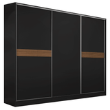 Placard Matrimonial Malta 231 cm 3 Puertas Corredizas 4 Cajones 100% MDF Negro Madesa