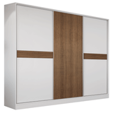 Placard Matrimonial Malta 231 cm 3 Puertas Corredizas 4 Cajones con Patas 100% MDF Blanco/Marrón Madesa