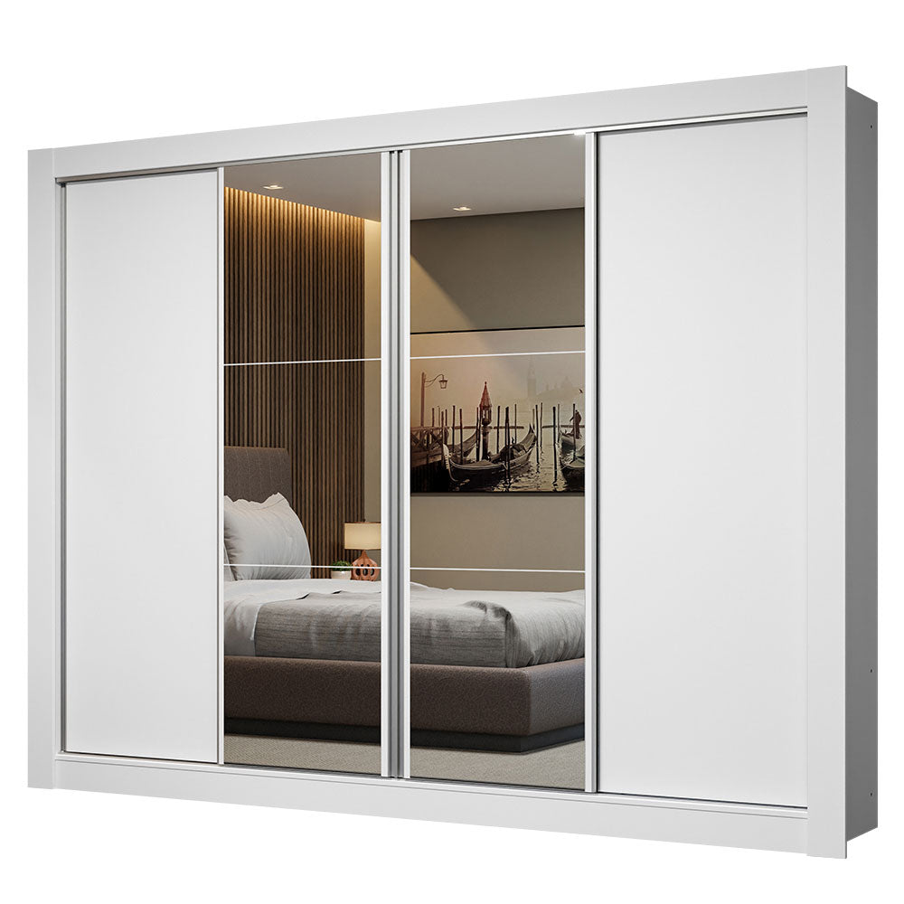Ropero Placard Madesa Montana 4 Puertas con Espejo Blanco