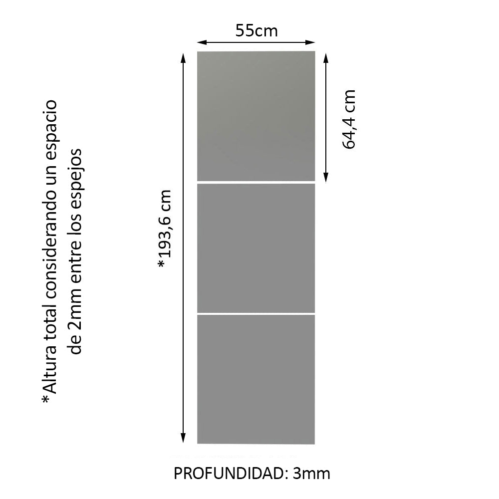 Kit Madesa con 3 Espejos de 64,4 x 58,5 cm para Placard Ropero