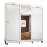 Ropero Placard Madesa Napoli 3 Puertas 1 Espejo y Patas Blanco