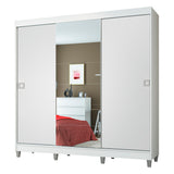 Ropero Placard Madesa Veneza 3 Puertas 1 Espejo y Patas Blanco