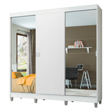 Ropero Placard Madesa Veneza 3 Puertas 2 Espejos y Patas Blanco