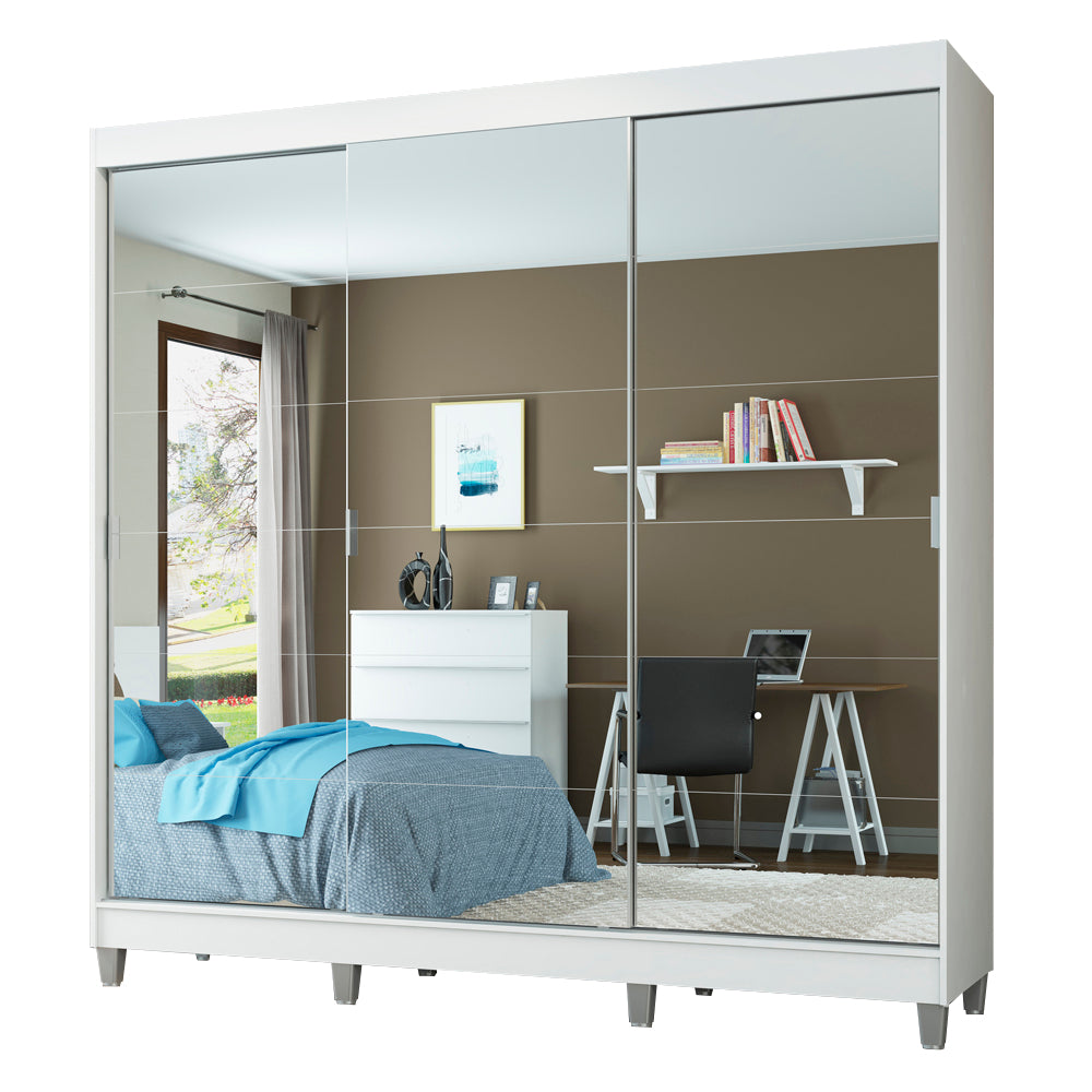 Ropero Placard Madesa Veneza 3 Puertas 3 Espejos y Patas Blanco