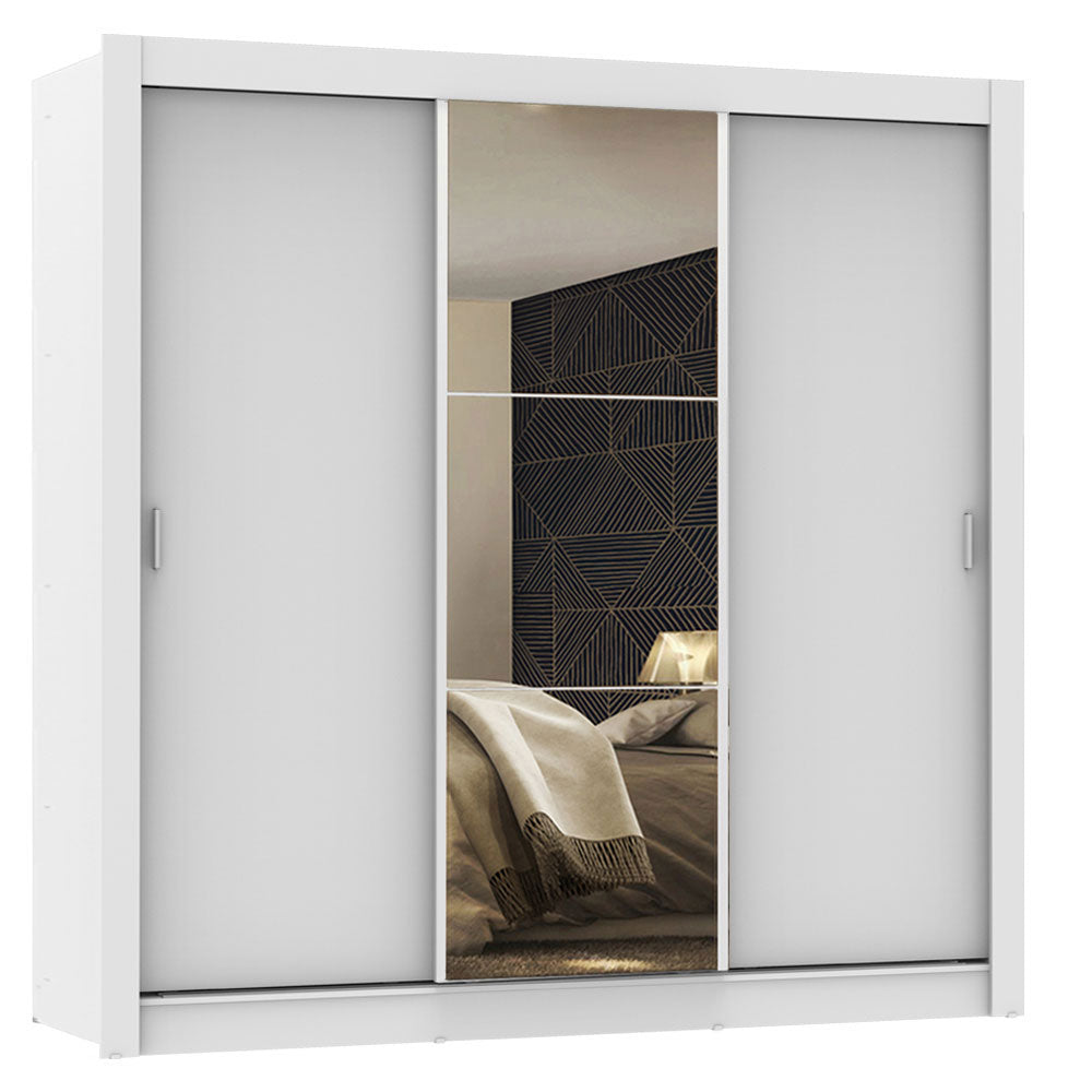 Placard Matrimonial Monaco 3 Puertas Corredizas 1 con Espejo - Blanco