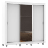 Placard Matrimonial Lyon 3 Puertas Corredizas con Espejo 2 Cajones con Patas Blanco