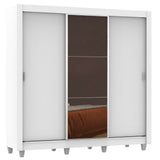 Placard Matrimonial Lyon Plus 3 Puertas Corredizas con Espejo 4 Cajones con Patas Blanco