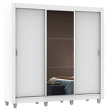 Placard Matrimonial Mónaco 3 Puertas Corredizas con Espejo con Patas Blanco