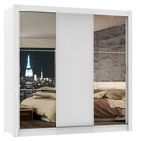 Placard Matrimonial Lyon 3 Puertas Corredizas con Espejos 2 Cajones Blanco