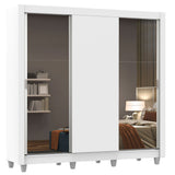 Placard Matrimonial 3 Puertas Corredizas con Espejos con Patas Blanco Monaco