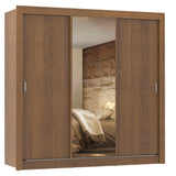 Placard Matrimonial Lyon 3 Puertas Corredizas con Espejo 2 Cajones Marrón
