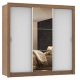 Placard Matrimonial Monaco 3 Puertas Corredizas 1 con Espejo - Marrón/Blanco