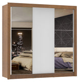Placard Matrimonial Monaco 3 Puertas Corredizas 2 con Espejo - Marrón/Blanco
