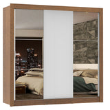 Placard Matrimonial Lyon Plus 3 Puertas Corredizas con Espejos 4 Cajones Marrón/Blanco