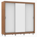 Placard Matrimonial Lyon Plus 3 Puertas Corredizas 4 Cajones con Patas Marrón/Blanco