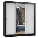 Placard Matrimonial Monaco 3 Puertas Corredizas 1 con Espejo Negro/Blanco