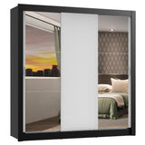Placard Matrimonial Monaco 3 Puertas Corredizas 2 con Espejos Negro/Blanco