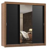 Placard Matrimonial Monaco 3 Puertas Corredizas 1 con Espejo Marrón/Negro