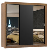 Placard Matrimonial Monaco 3 Puertas Corredizas 2 con Espejos Marrón/Negro