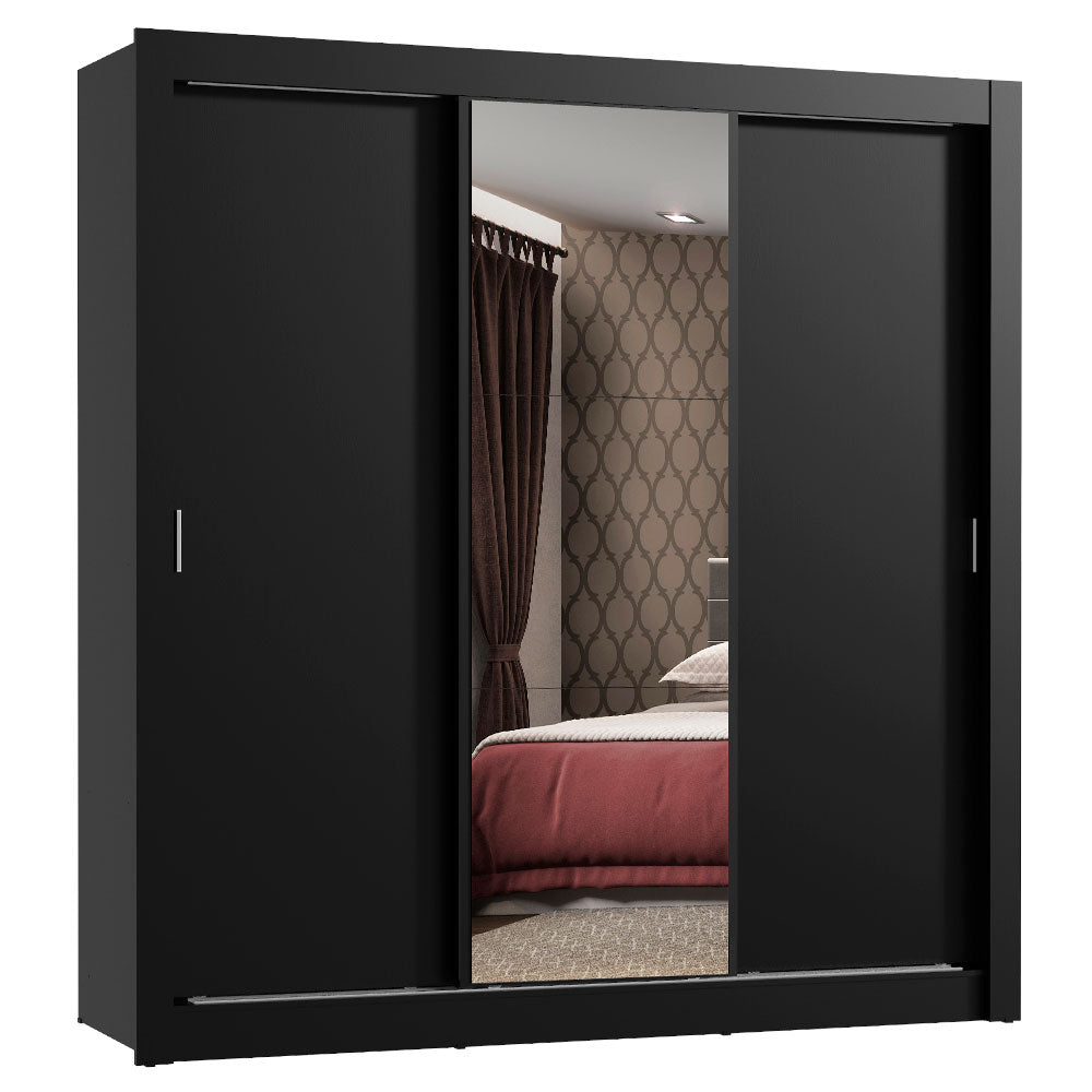 Placard Matrimonial Monaco 3 Puertas Corredizas 1 con Espejo Negro