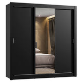 Placard Matrimonial Lyon 3 Puertas Corredizas con Espejo 2 Cajones Negro