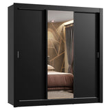 Placard Matrimonial Lyon Plus 3 Puertas Corredizas con Espejos 4 Cajones Negro