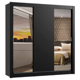 Placard Matrimonial Monaco 3 Puertas Corredizas 2 con Espejos Negro