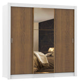Placard Matrimonial Monaco 3 Puertas Corredizas 1 con Espejo - Blanco/Marrón