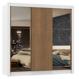 Placard Matrimonial Monaco 3 Puertas Corredizas 2 con Espejo - Blanco/Marrón