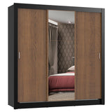 Placard Matrimonial Monaco 3 Puertas Corredizas 1 con Espejo Negro/Marrón