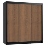 Placard Matrimonial Lyon Plus 3 Puertas Corredizas 4 Cajones Negro/Marrón