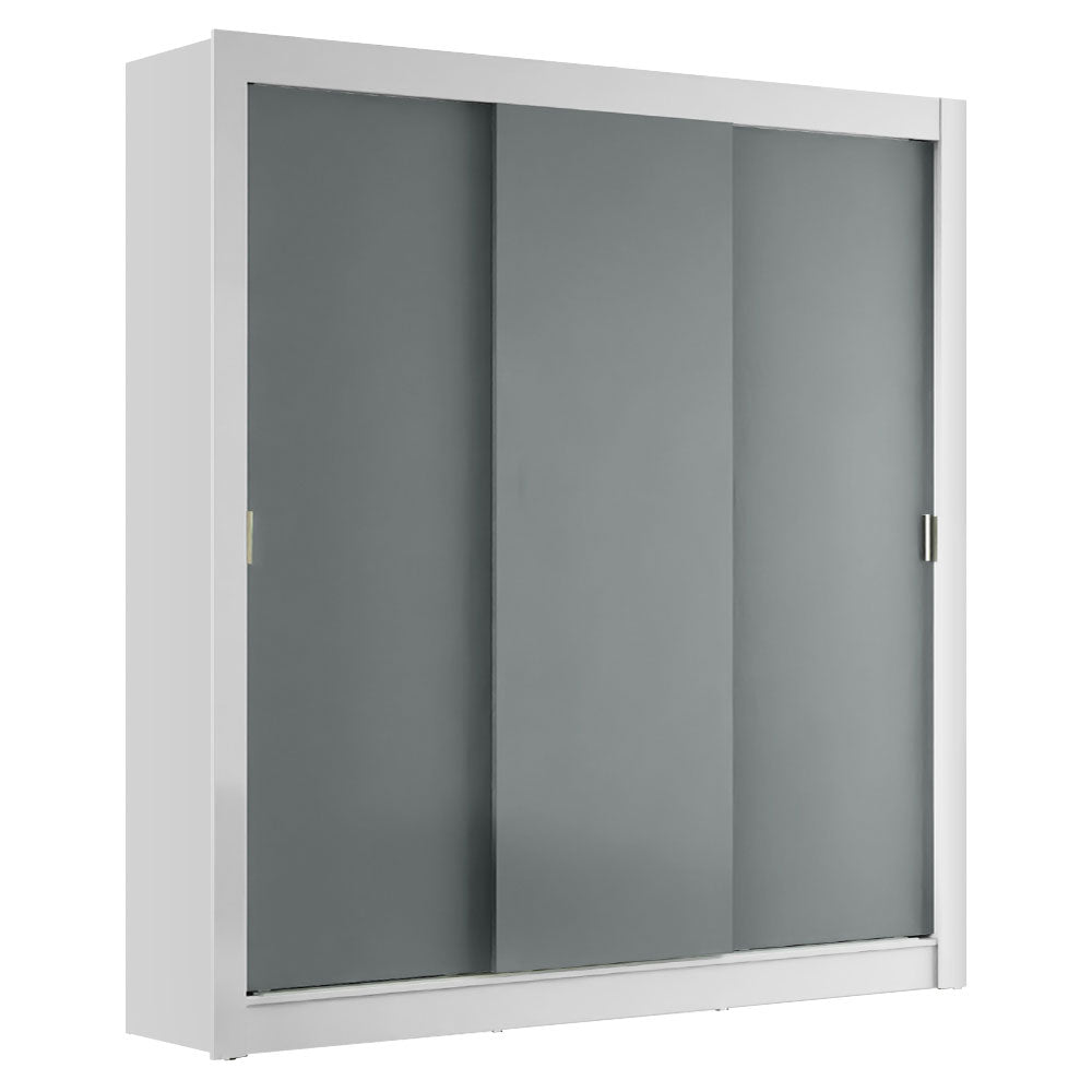 Placard Matrimonial 3 Puertas Corredizas Blanco/Gris Monaco