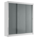 Placard Matrimonial 3 Puertas Corredizas Blanco/Gris Monaco