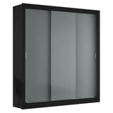 Placard Matrimonial 3 Puertas Corredizas Negro/Gris Monaco