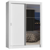Placard Soltero Dallas Plus 2 Puertas Corredizas con Espejo 4 Cajones Blanco